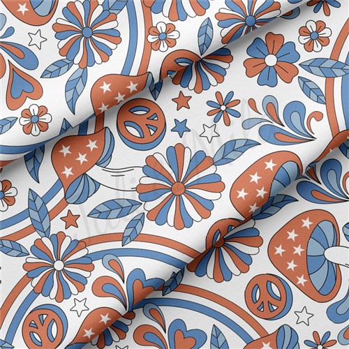 4th of July Patriotic Double Brushed Polyester Fabric Jersey Stretchy Soft Polyester Stretch Fabric