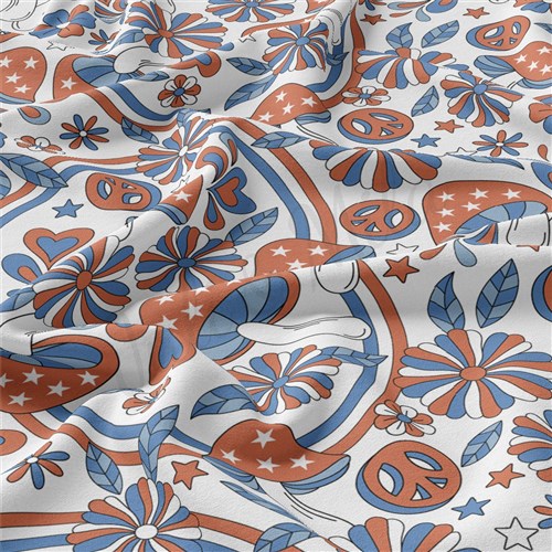 4th of July Patriotic Double Brushed Polyester Fabric Jersey Stretchy Soft Polyester Stretch Fabric