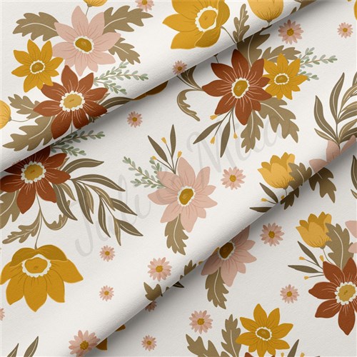 Floral Double Brushed Polyester Fabric Jersey Stretchy Soft Polyester Stretch Fabric