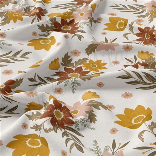Floral Double Brushed Polyester Fabric Jersey Stretchy Soft Polyester Stretch Fabric