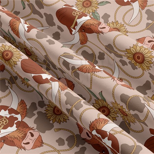 Boho Western Double Brushed Polyester Fabric Jersey Stretchy Soft Polyester Stretch Fabric
