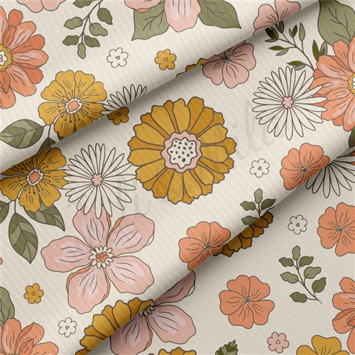 Floral Rib Knit Fabric, RBK2194 & Get a Free $89.99 Embroidery Bundle