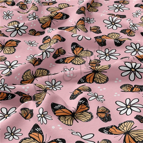 Butterflies4 Double Brushed Polyester Fabric Jersey Stretchy Soft Polyester Stretch Fabric