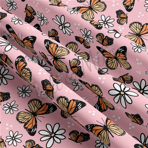 Butterflies4 Double Brushed Polyester Fabric Jersey Stretchy Soft Polyester Stretch Fabric