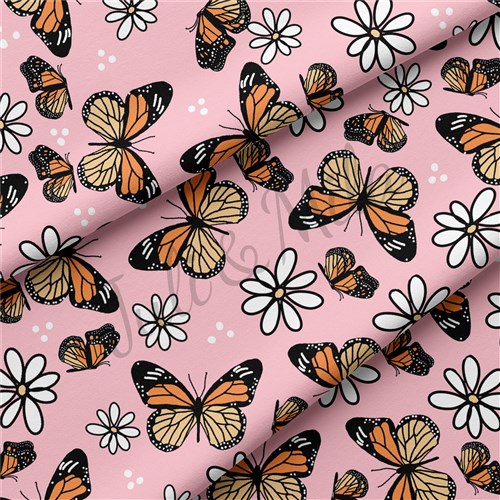 Butterflies4 Double Brushed Polyester Fabric Jersey Stretchy Soft Polyester Stretch Fabric