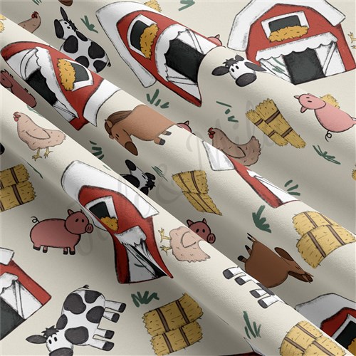 Farm Animals Double Brushed Polyester Fabric Jersey Stretchy Soft Polyester Stretch Fabric