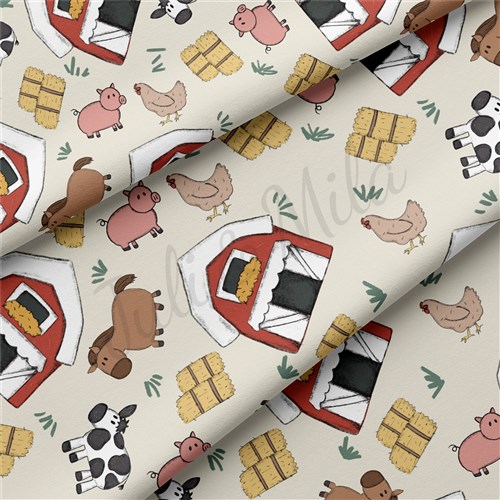 Farm Animals Double Brushed Polyester Fabric Jersey Stretchy Soft Polyester Stretch Fabric