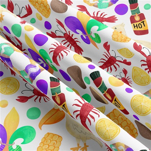 Mardi Gras Double Brushed Polyester Fabric Jersey Stretchy Soft Polyester Stretch Fabric