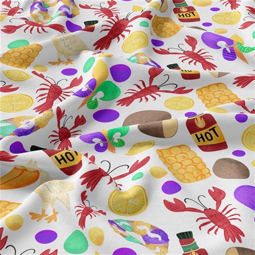 Mardi Gras Double Brushed Polyester Fabric Jersey Stretchy Soft Polyester Stretch Fabric