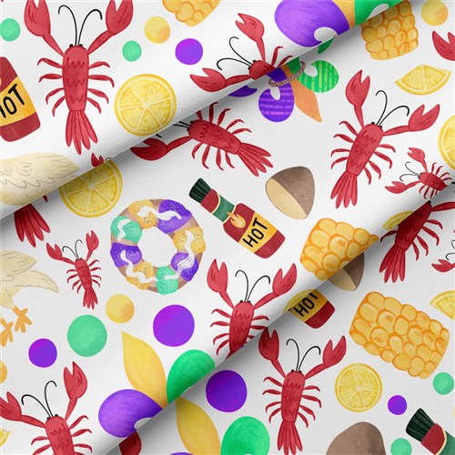 Mardi Gras Double Brushed Polyester Fabric Jersey Stretchy Soft Polyester Stretch Fabric