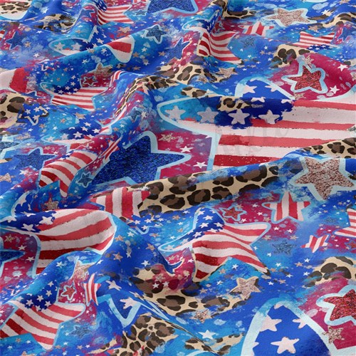 4th of July Patriotic Double Brushed Polyester Fabric Jersey Stretchy Soft Polyester Stretch Fabric