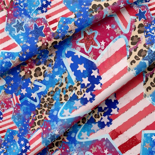 4th of July Patriotic Double Brushed Polyester Fabric Jersey Stretchy Soft Polyester Stretch Fabric