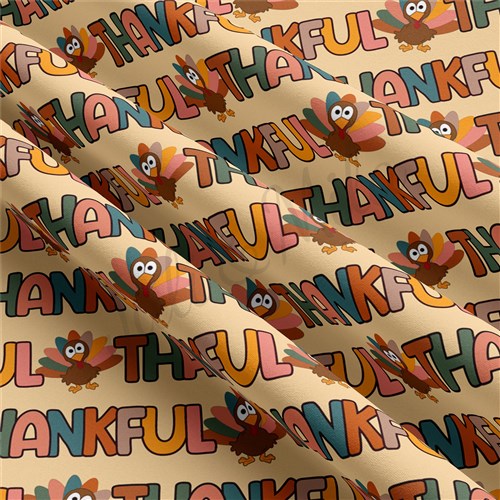 Thankful Thanksgiving Double Brushed Polyester Fabric Jersey Stretchy Soft Polyester Stretch Fabric