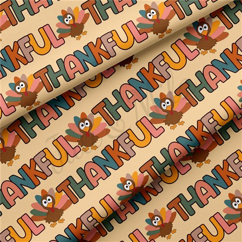 Thankful Thanksgiving Double Brushed Polyester Fabric Jersey Stretchy Soft Polyester Stretch Fabric