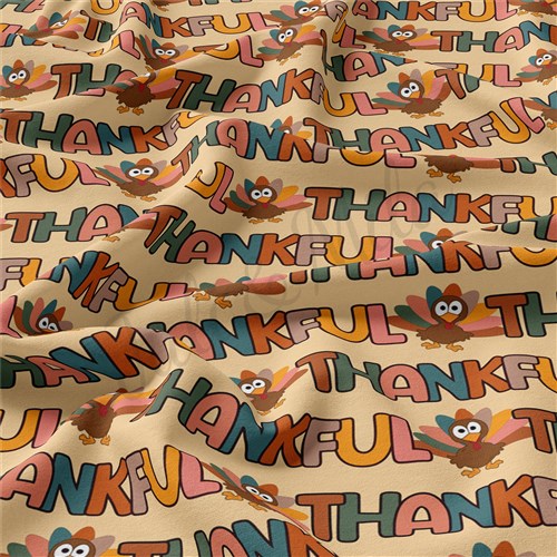 Thankful Thanksgiving Double Brushed Polyester Fabric Jersey Stretchy Soft Polyester Stretch Fabric