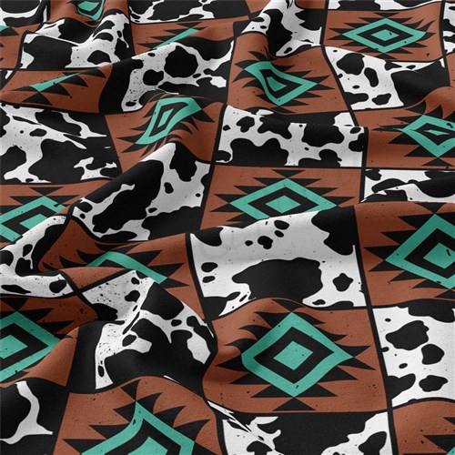 Cow Double Brushed Polyester Fabric Jersey Stretchy Soft Polyester Stretch Fabric