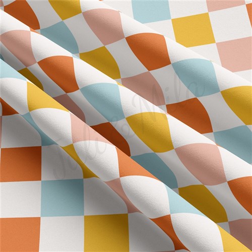 Check Double Brushed Polyester Fabric Jersey Stretchy Soft Polyester Stretch Fabric