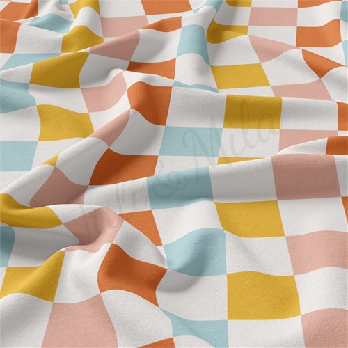 Check Double Brushed Polyester Fabric Jersey Stretchy Soft Polyester Stretch Fabric