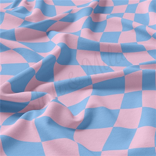 Check Double Brushed Polyester Fabric Jersey Stretchy Soft Polyester Stretch Fabric