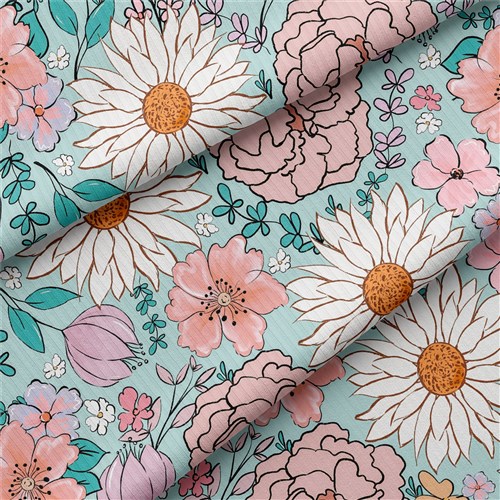 Floral Rib Knit Fabric, RBK1584 & Get a Free $89.99 Embroidery Bundle