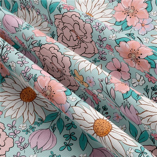 Floral Rib Knit Fabric, RBK1584 & Get a Free $89.99 Embroidery Bundle