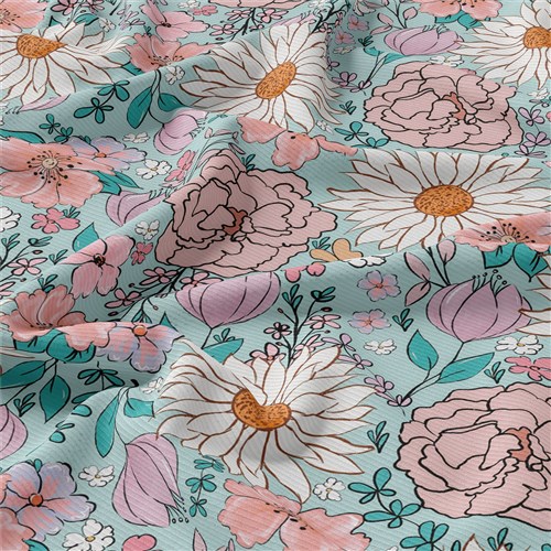 Floral Rib Knit Fabric, RBK1584 & Get a Free $89.99 Embroidery Bundle