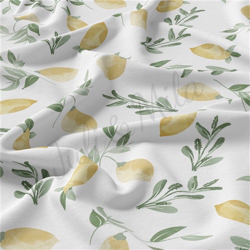 DBPlemons Lemons Double Brushed Polyester Fabric Jersey Stretchy Soft Polyester Stretch Fabric