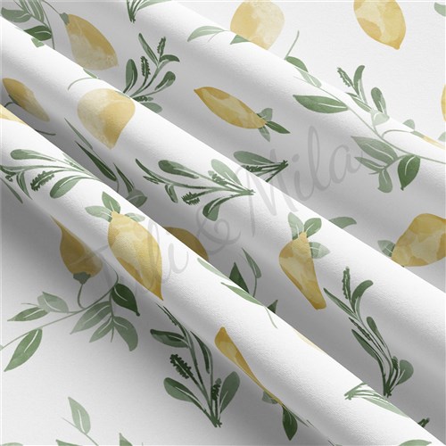 DBPlemons Lemons Double Brushed Polyester Fabric Jersey Stretchy Soft Polyester Stretch Fabric