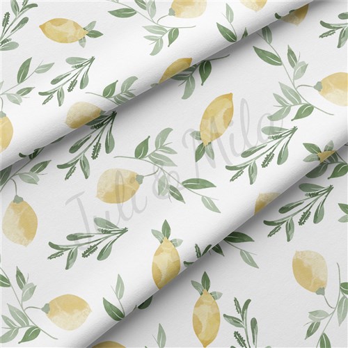 DBPlemons Lemons Double Brushed Polyester Fabric Jersey Stretchy Soft Polyester Stretch Fabric
