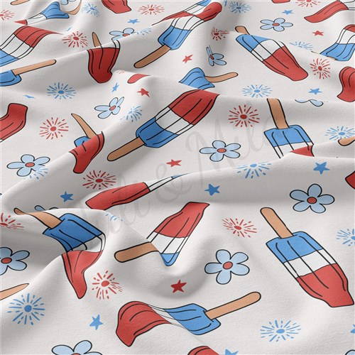 4th of July Patriotic Double Brushed Polyester Fabric Jersey Stretchy Soft Polyester Stretch Fabric