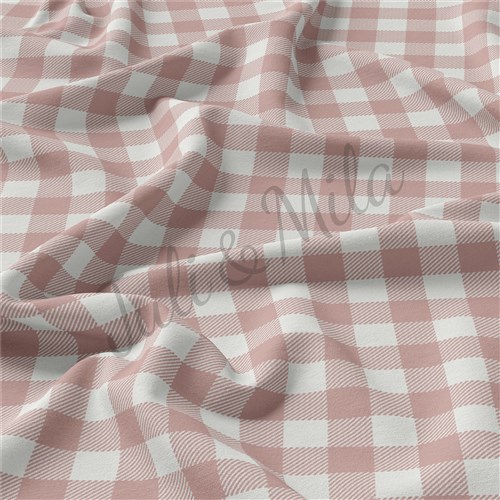 CELL Gingham Check Double Brushed Polyester Fabric Jersey Stretchy Soft Polyester Stretch Fabric