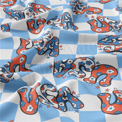 4th of July Patriotic Double Brushed Polyester Fabric Jersey Stretchy Soft Polyester Stretch Fabric