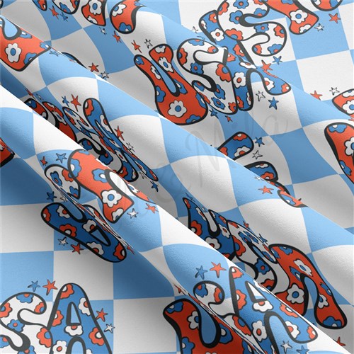 4th of July Patriotic Double Brushed Polyester Fabric Jersey Stretchy Soft Polyester Stretch Fabric