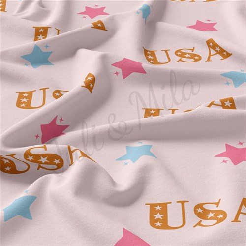 4th of July Patriotic Double Brushed Polyester Fabric Jersey Stretchy Soft Polyester Stretch Fabric