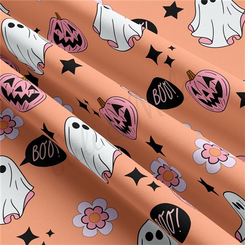 Halloween Ghosts Double Brushed Polyester Fabric Jersey Stretchy Soft Polyester Stretch Fabric
