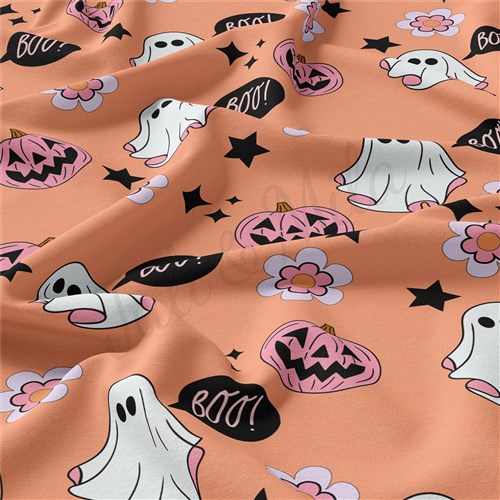 Halloween Ghosts Double Brushed Polyester Fabric Jersey Stretchy Soft Polyester Stretch Fabric