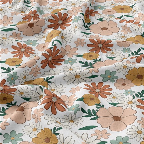 Floral Flowers Double Brushed Polyester Fabric Jersey Stretchy Soft Polyester Stretch Fabric