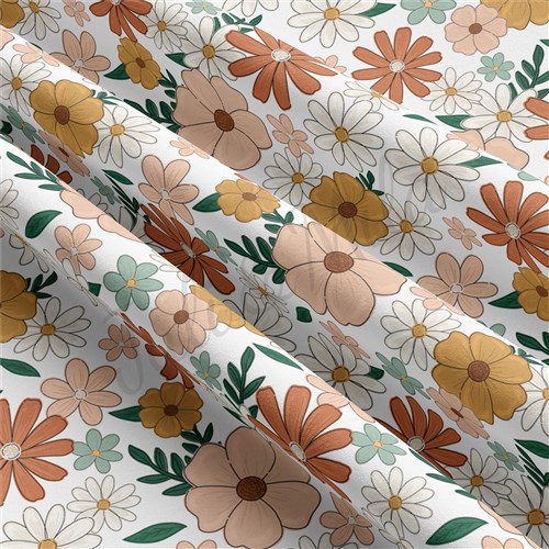 Floral Flowers Double Brushed Polyester Fabric Jersey Stretchy Soft Polyester Stretch Fabric