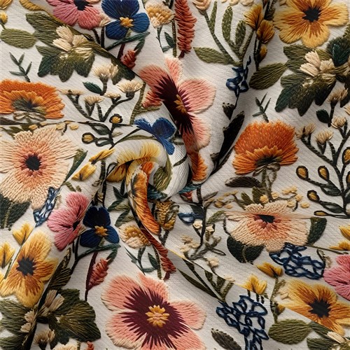 Floral Embroidery Rib Knit Fabric, RBK1789 & Get a Free $89.99 Embroidery Bundle