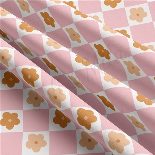 Floral Check Double Brushed Polyester Fabric Jersey Stretchy Soft Polyester Stretch Fabric