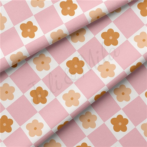 Floral Check Double Brushed Polyester Fabric Jersey Stretchy Soft Polyester Stretch Fabric