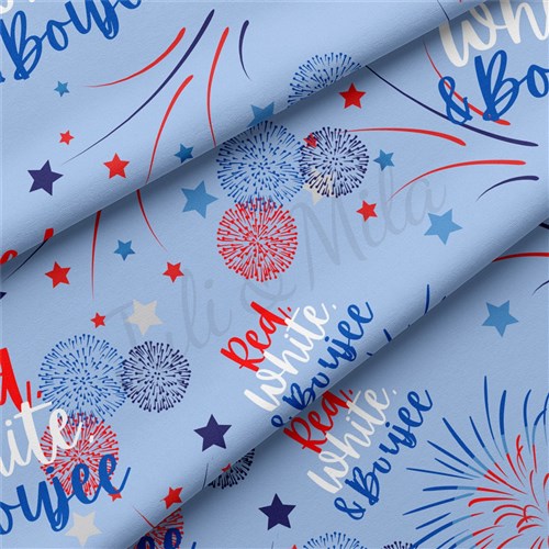 4th of July Patriotic Double Brushed Polyester Fabric Jersey Stretchy Soft Polyester Stretch Fabric