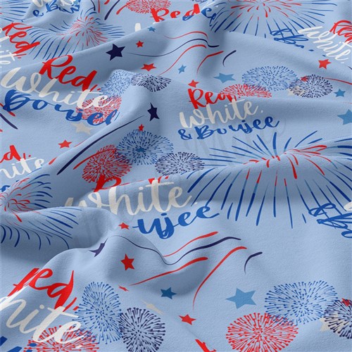 4th of July Patriotic Double Brushed Polyester Fabric Jersey Stretchy Soft Polyester Stretch Fabric