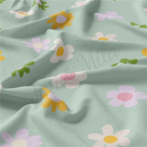 Floral Double Brushed Polyester Fabric Jersey Stretchy Soft Polyester Stretch Fabric