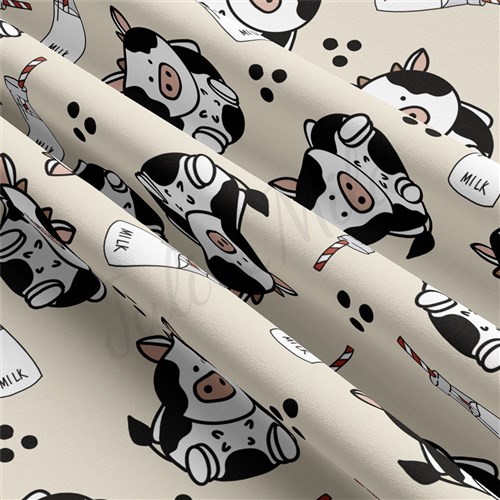 Cow Double Brushed Polyester Fabric Jersey Stretchy Soft Polyester Stretch Fabric