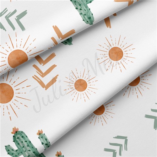 Bohemian Boho Cactus Double Brushed Polyester Fabric Jersey Stretchy Soft Polyester Stretch Fabric