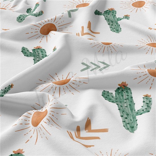 Bohemian Boho Cactus Double Brushed Polyester Fabric Jersey Stretchy Soft Polyester Stretch Fabric