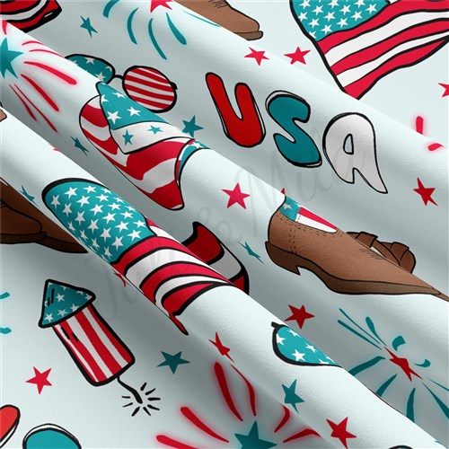 4th of July Patriotic Double Brushed Polyester Fabric Jersey Stretchy Soft Polyester Stretch Fabric