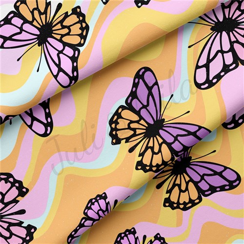 Butterflies Double Brushed Polyester Fabric Jersey Stretchy Soft Polyester Stretch Fabric