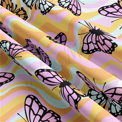 Butterflies Double Brushed Polyester Fabric Jersey Stretchy Soft Polyester Stretch Fabric